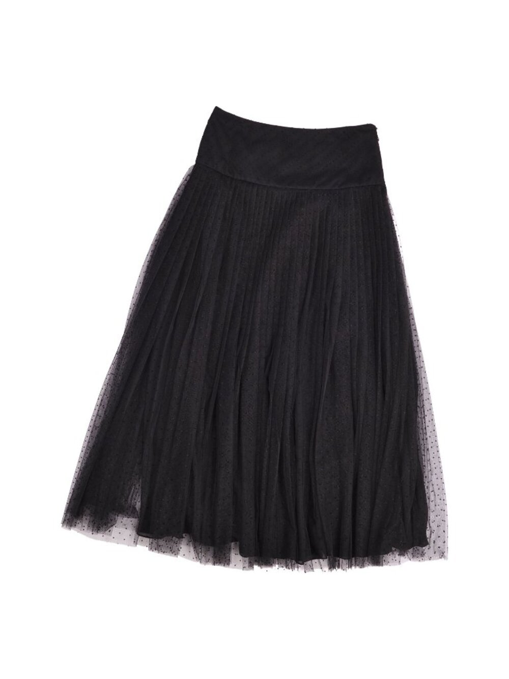 Dior Skirt Dot Pattern Tulle Mesh Nylon Black US 2